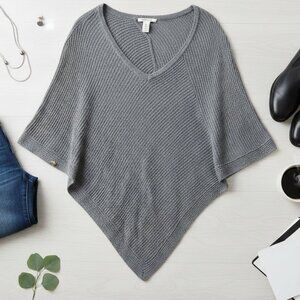 WHBM Gray Mixed Knit Asymmetrical Hem Poncho Sweater - Medium